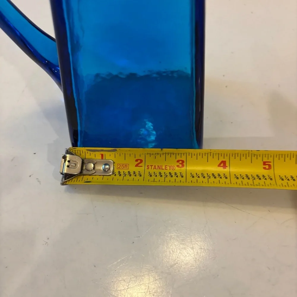 Blenko Blue Glass Hand Blown Glass Vase/ pitcher